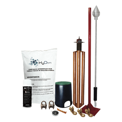 Kit Pararrayo con Accesorios para Protección de Diámetro de 80 m.