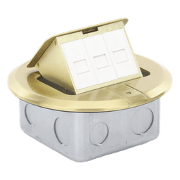Mini Caja de Piso Redonda para Datos o Conectores Tipo Keystone, Color Bronce (3 Contactos) (11000-12102)