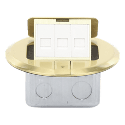 Mini Caja de Piso Redonda para Datos o Conectores Tipo Keystone, Color Bronce (3 Contactos) (11000-12102)