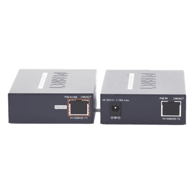 Kit Transmisor y Receptor PoE / Ethernet IP 1 km (3280 ft) / Cable Coaxial / 10/100 Base-TX / 802.3af/at
