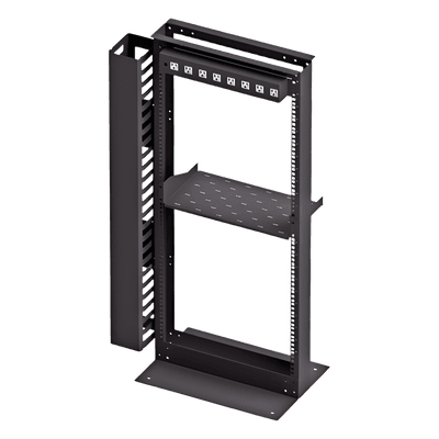 Kit Organizador de Rack / 24 Unidades / PDU 8 Conexiones / Gestión Vertical de Cables / Charola 2 Unidades / Tornillería Incluida