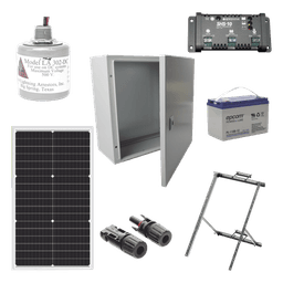 Kit Solar 12 Vcc / Panel 50 W / Controlador 10 A / Batería 100 Ah / Gabinete IP66 / Montaje en Poste