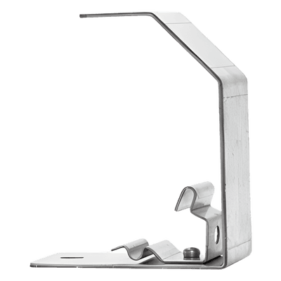 Estribo de suspensión, suspende charolas de 50 y 100 mm de ancho, acabado Electro Zinc