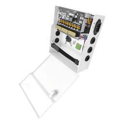  Fuente de Poder con ajuste de voltaje de 11- 15 Vcc / 10 A / 9 Salidas / Capacidad de Batería de Respaldo / Requiere Batería / Voltaje de Entrada 96-264 Vca