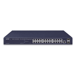 Switch Administrable Capa 2 de 24 Puertos Gigabit 10/100/1000T, 2 Puertos SFP 100/1000X , Cuenta con una Interfaz de Consola 