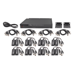 Kit de 16 canales para transmisión de ALIMENTACION (NO SOPORTA COAXITRON)( de 36 Vcc a 12 Vcc) y video (HD-TVI) a distancias de hasta 250 m.