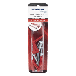 Paquete Con 10 Taquetes Rojos de 1/4" y 10 tornillos 10 x 1 1/2" (4.82 x 38 mm) (1103-05002)