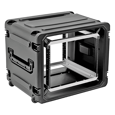 Gabinete Plástico Móvil con Amortiguador con Rack de 19" 10 Unidades.