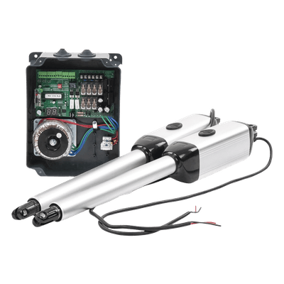 Kit de brazos para automatizar portones vehiculares abatibles de 2 hojas/ 3 Mts / 300 Kg / Uso solo residencial / Compatible con respaldo de energía 
