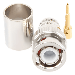 Conector Coaxial BNC Macho / Anillo Plegable / Bronce Niquelado / Contacto Oro / Teflón / RG-8/U, LMR-400, CNT-400, 9913