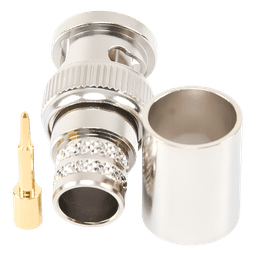Conector Coaxial BNC Macho / Anillo Plegable / Bronce Niquelado / Contacto Oro / Teflón / RG-8/U, LMR-400, CNT-400, 9913