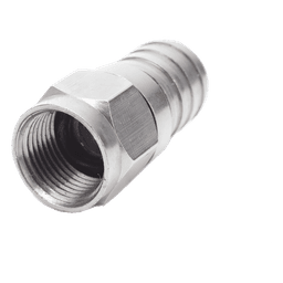 Conector F Macho, 75 Ohm, Plegable para Cable RG-6/U sin pin, Niquel/Polietileno.