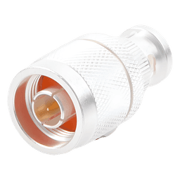 Adaptador Coaxial en Línea / N Macho a BNC Macho / Impedancia 50 Ω / Cuerpo Bronce Plateado / Contacto Oro / Aislante Teflón