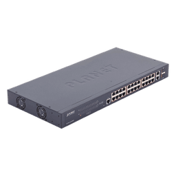Switch administrable PoE+ / 24 puertos 10/100TX / 2 puertos combo Gigabit TP/SFP / 220W / 6,54 Mpps / 0-50°C / 1,44 x 0,98 x 0,15 pies