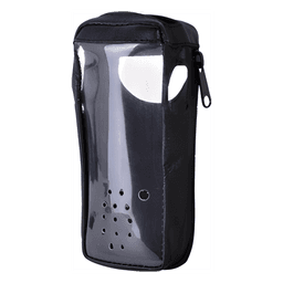 Funda Reforzada en Piel para Cinto, con Cierre y Amplio Visor Frontal Transparente para Aéreos IC-A24 e IC-A6.