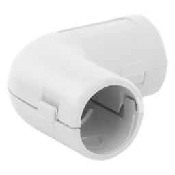 Unión en "L" (Codo) para tubería rígida, recomendado para cable eléctrico, PVC Auto-extinguible, de 16 mm