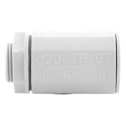 Conector de tubería rígida a caja (Racor), PVC Auto-extinguible, de 20 mm