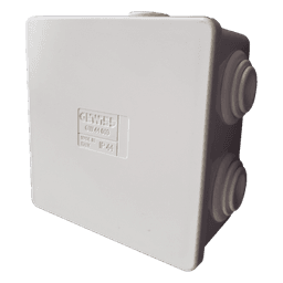 Caja Estanca de PVC Para Derivación y Conexión, 6 Entradas, Tapa a Presión, 80×80×40 mm (Mayor Área Interna, Uso Exterior IP44, Material que no Propaga el Fuego y Libre de Hálogenos