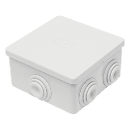 Caja Estanca de PVC Para Derivación y Conexión, 6 Entradas, Tapa a Presión, 80×80×40 mm (Mayor Área Interna, Uso Exterior IP44, Material que no Propaga el Fuego y Libre de Hálogenos