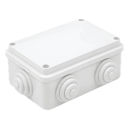 Caja Estanca de PVC Para Derivación y Conexión, 6 Entradas, Tapa Atornillada, 120x80x50 mm (Área interna), Uso Exterior IP55, Material que no Propaga el Fuego y Libre de Hálogenos