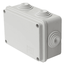 Caja Estanca de PVC Para Derivación y Conexión, 6 Entradas, Tapa Atornillada, 120x80x50 mm (Área interna), Uso Exterior IP55, Material que no Propaga el Fuego y Libre de Hálogenos