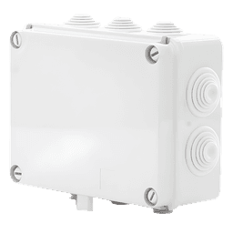 Caja de derivación de PVC Auto-extinguible con 10 entradas, tapa atornillada, 190 x 140 x 70 MM, Para Exterior (IP55)
