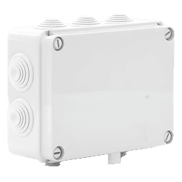 Caja de derivación de PVC Auto-extinguible con 10 entradas, tapa atornillada, 190 x 140 x 70 MM, Para Exterior (IP55)