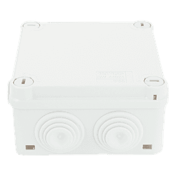 Caja Estanca de PVC Para Derivación y Conexión, 6 Entradas, Tapa con Tornillo de 1/4" de Vuelta, 100x100x50 mm (Área Interna), Uso Exterior IP55, Material que no Propaga el Fuego y Libre de Hálogenos
