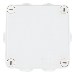 Caja Estanca de PVC Para Derivación y Conexión, 6 Entradas, Tapa con Tornillo de 1/4" de Vuelta, 100x100x50 mm (Área Interna), Uso Exterior IP55, Material que no Propaga el Fuego y Libre de Hálogenos