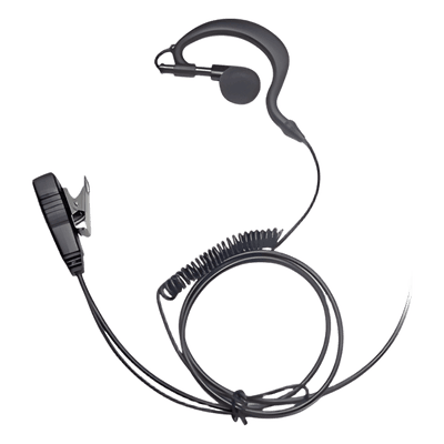 Micrófono-Audífono Profesional / Gancho Ajustable en Forma de G / Cable con Resorte / PTT de Solapa / Compatible con Radios Hytera y Telox