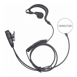 Micrófono-Audífono Profesional / Gancho Ajustable Tipo G / PTT de Solapa / Cable con Resorte / Compatible Motorola HT/GP Series