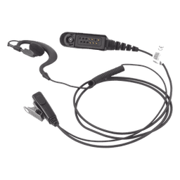 Micrófono-Audífono Profesional / Gancho Ajustable Tipo G / PTT de Solapa / Cable con Resorte / Compatible Motorola HT/GP Series