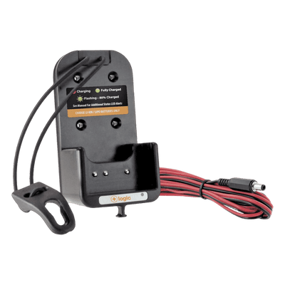 Cargador Vehicular para Radios / Carga Inteligente BAC / Perfil Bajo 12.5 x 8.2 x 3.5 cm / Clip Giratorio 360° / Compatible Kenwood Motorola Icom
