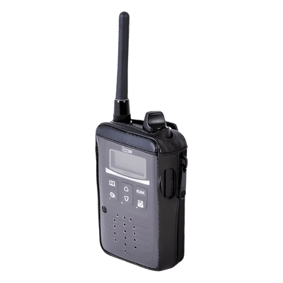 Funda Reforzada de Piel con Cierre Lateral y Visor de Pantalla Frontal Transparente, para uso en Radios IP-100H.