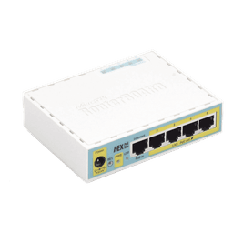 RouterBoard / 5 Puertos Fast Ethernet / 4 con PoE Pasivo / USB 2.0 / CPU 650 MHz / Rango -30°C a +70°C