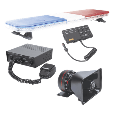 Kit de Señalización para Seguridad Pública / Barra LED 118 cm (46.5 in) / 88 LEDs Hyperlux / Sirena 100W / Bocina 100W 8 Ohms / IP65 / SAE