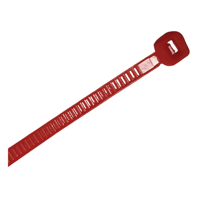 Cincho de Nylon / 4.8 x 300mm / 22 kg Tensión / Rojo / 100 pzs / -40°C a +80°C / 1.02 x 0.19 pies