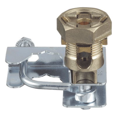 Abrazadera para Tierra Física en Base de Piso Falso, para Cables de 6 a 1/0 AWG. Para Pedestales Cuadrados de 7/8" y Circulares de 1" a 1 1/8"