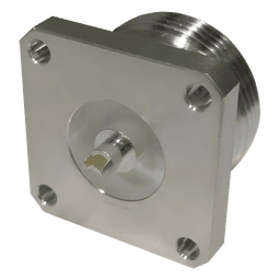 Conector DIN 7-16 Hembra / Flange 4 Hoyos Panel / Copa Soldable / Cuerpo Bronce-Plata / Dieléctrico Teflón