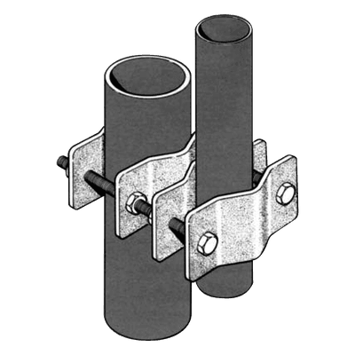 Juego Sencillo de Abrazadera Dual para Mástiles de 3.81 a 8.9 cm. de Diámetro.