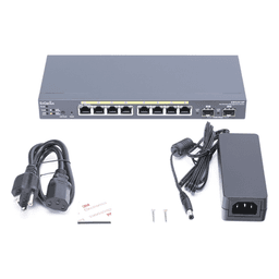 Switch PoE Administrable de 8 puertos Gigabit 802.3 af de 61.6 W y Controlador para 50 Puntos de Acceso Serie Neutron/EnTurbo.