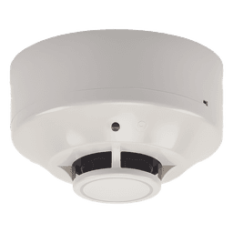 Detector de Calor Inalámbrico Direccionable / Temperatura Fija 135 °F (57 °C) / Red Mallada Clase A 902-928 MHz / Topología Padre-Hijo con Repetidor / Base y Baterías Incluidas