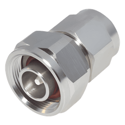 Adaptador en Línea de Conector 4.3-10 Macho a N Macho, Bronce Blanco/ Plata/ Teflón.