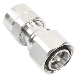 Adaptador en Línea de Conector 4.3-10 Macho a N Macho, Bronce Blanco/ Plata/ Teflón.