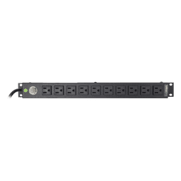 Multicontacto Horizontal (PDU) de 10 Contactos (NEMA 5-15R) Rack 19" 1UR. Voltaje Entrada/Salida: 120Vca/15A