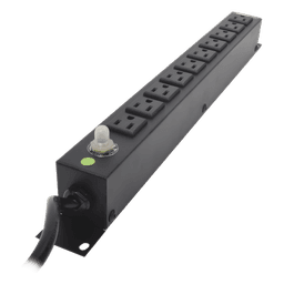 Multicontacto Horizontal (PDU) de 10 Contactos (NEMA 5-15R) Rack 19" 1UR. Voltaje Entrada/Salida: 120Vca/15A