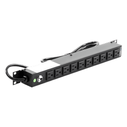 Multicontacto Horizontal (PDU) de 10 Contactos (NEMA 5-15R) Rack 19" 1UR. Voltaje Entrada/Salida: 120Vca/15A