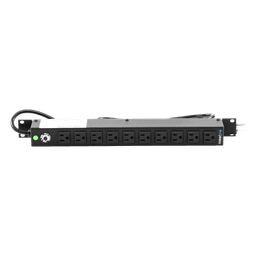 Multicontacto Horizontal (PDU) de 10 Contactos (NEMA 5-15R) Rack 19" 1UR. Voltaje Entrada/Salida: 120Vca/15A
