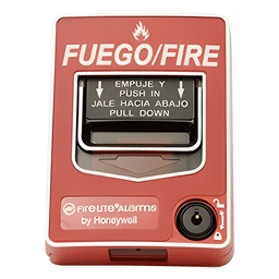 Estación manual de doble acción contra incendio, convencional, rotulado bilingüe FIRE/FUEGO y reset con llave