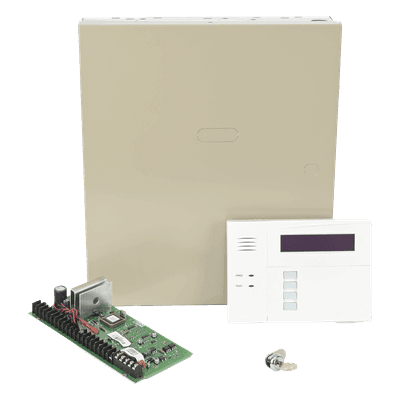 Panel de Control de Intrusión / 48 Zonas / 8 Cableadas + 40 Inalámbricas / 3 Particiones / Teclado Alfanumérico con Receptor Integrado / 16 Salidas Programables